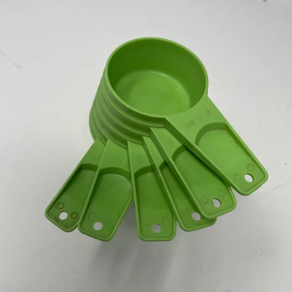 Vintage Tupperware Measuring Cups Set 6 Lime Green Nesting Kitchen Baking Tools